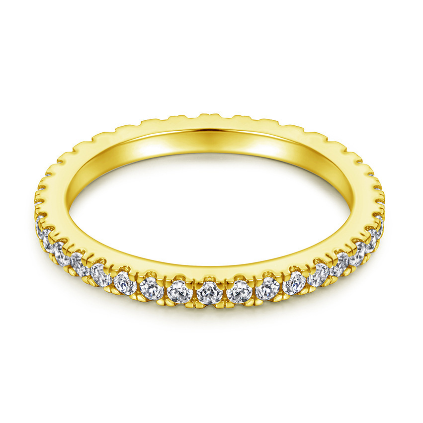 Round Full Eternity Sterling Silver Wedding Band Stackable Ring