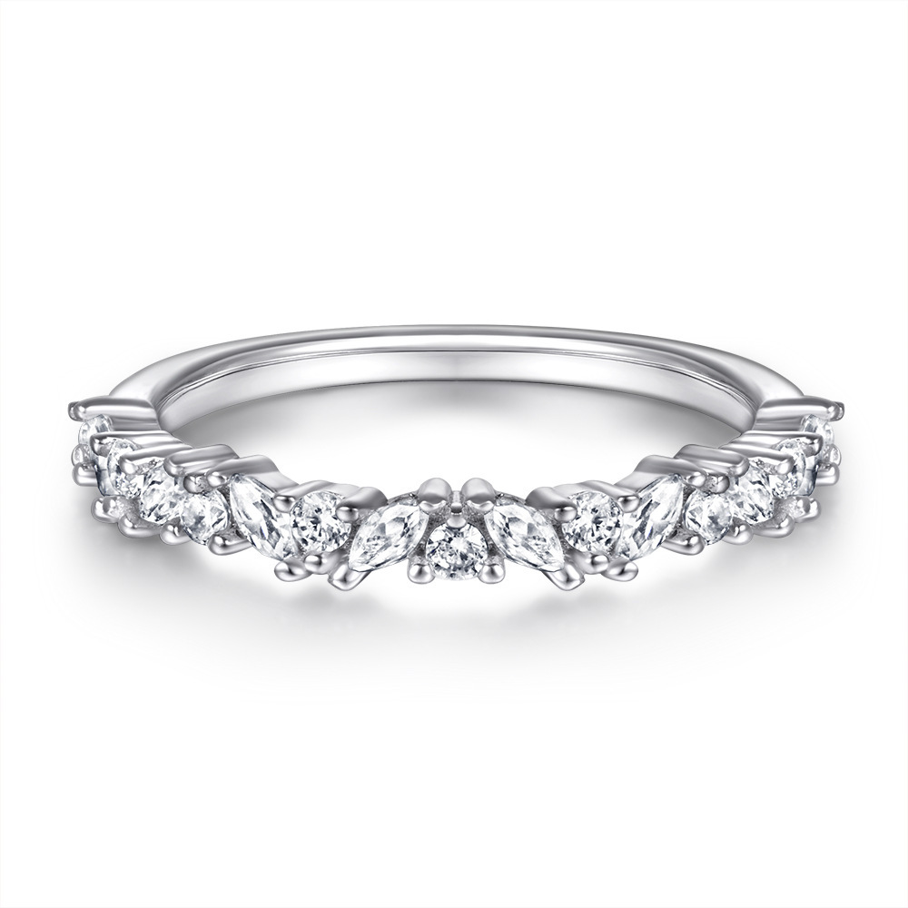 [Copy]Sterling Silver Irregular Design Delicate Multi-Stone Wedding Band