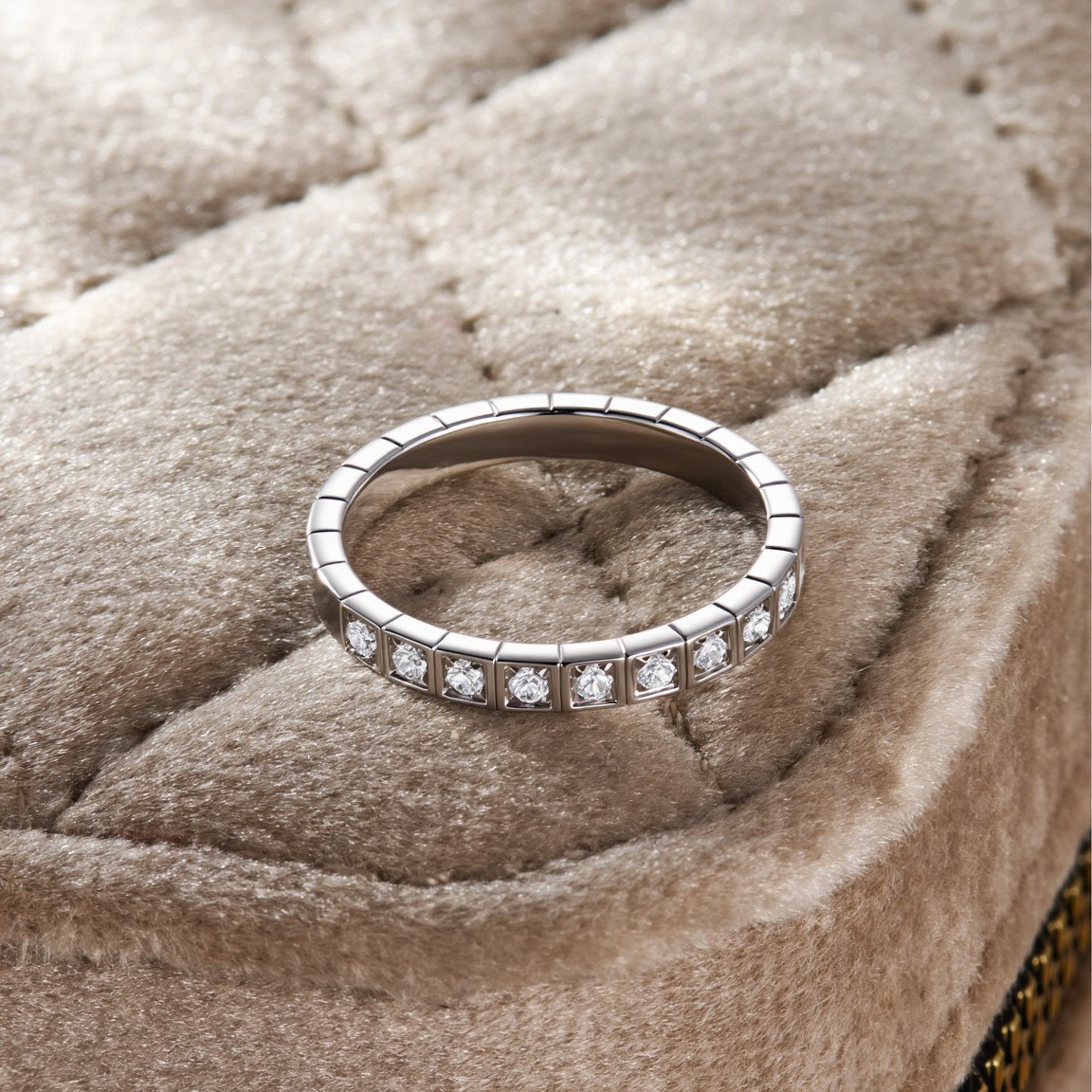 Minimalist Geometric Frame Wedding Band In Sterling Silver