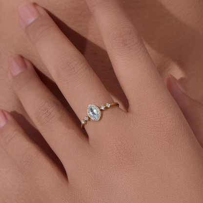 Trendy Marquise Cut Engagement Ring in Sterling Silver