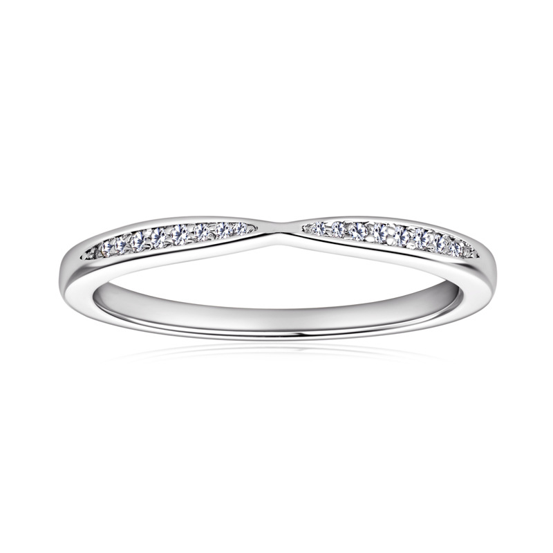 Moissanite Half Eternity Wedding Band Ring In Sterling Silver