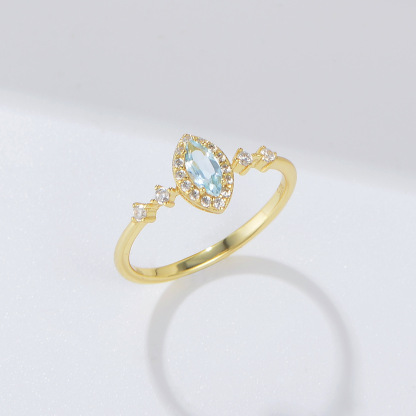 Trendy Marquise Cut Engagement Ring in Sterling Silver