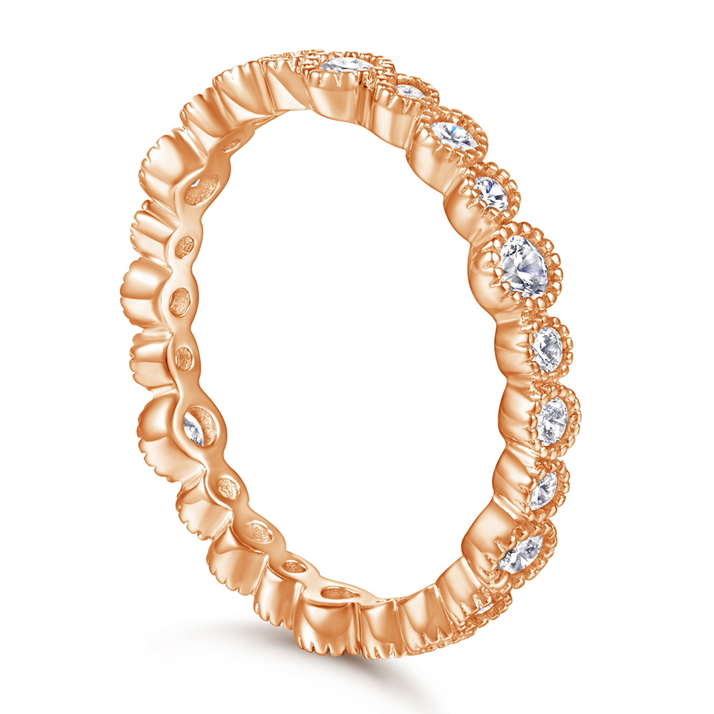 Stackable Anniversary Eternity Rose Gold White Wedding Band