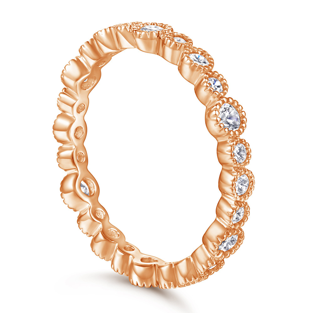 Stackable Anniversary Eternity Rose Gold White Wedding Band