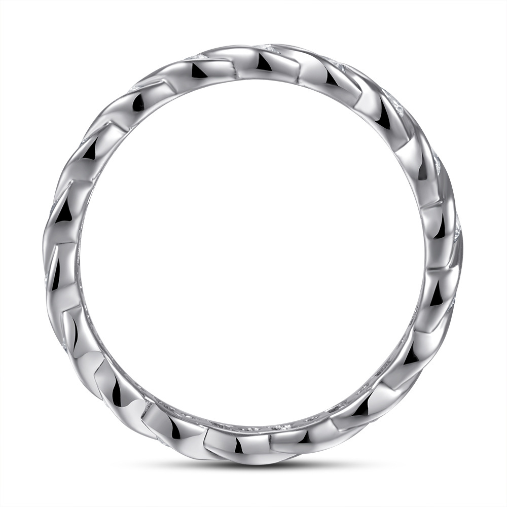 Interwoven Waves with Round Zircon Silver Ring for Women