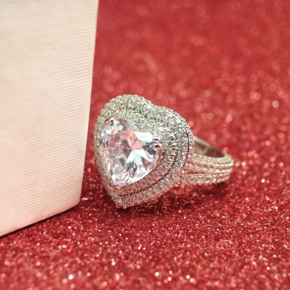 3.5Ct Heart Cut Double Halo Split Shank Exquisite Pave Engagement Ring