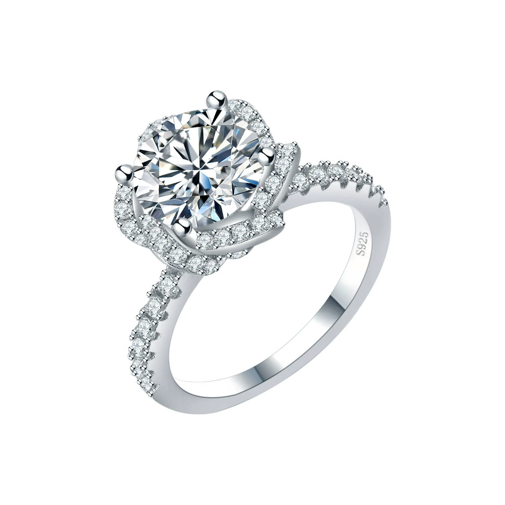 1Ct/2Ct/5Ct Moissanite Flower Design Engagement Ring