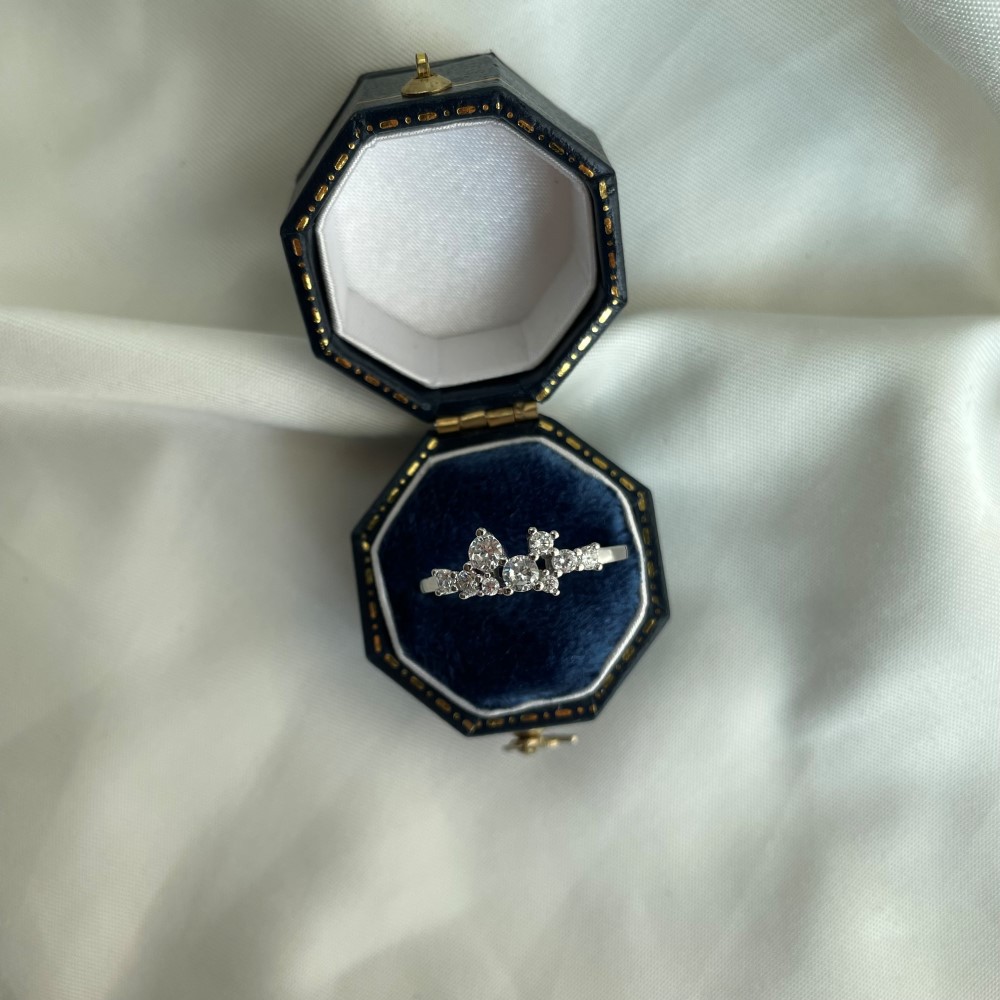 Sterling Silver Irregular Design Delicate Multi-Stone Wedding Band