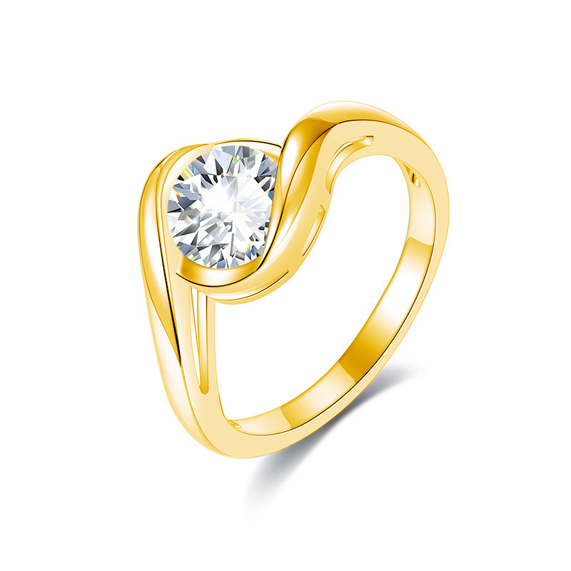 1Ct Round Cut Moissanite Trendy Swirl Design Sterling Silver Engagement Ring