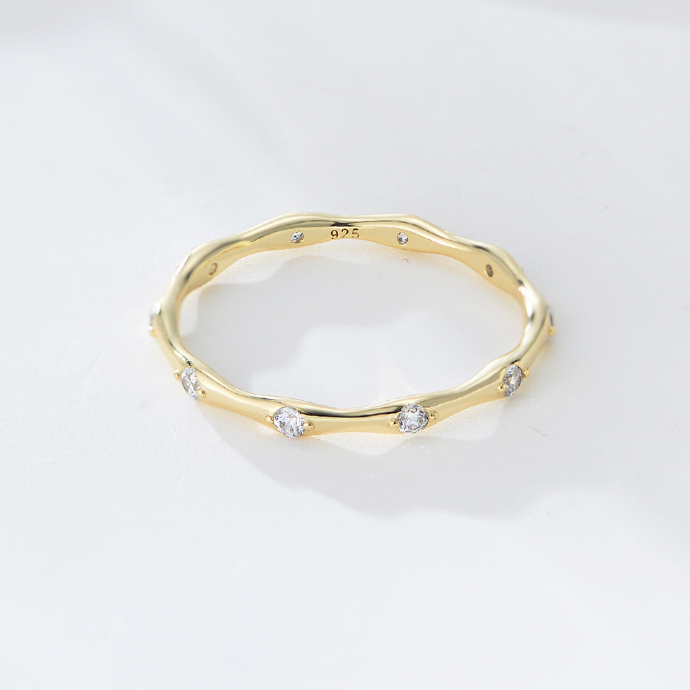 Minimalist Geometric Bamboo-Inspired Fashion Wedding Band in Sterling Silver