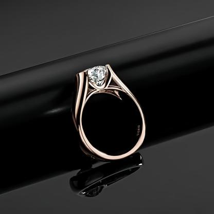 1Ct/2Ct/3Ct Moissanite Solitaire Half Bezel Set Sterling Silver Engagement Ring