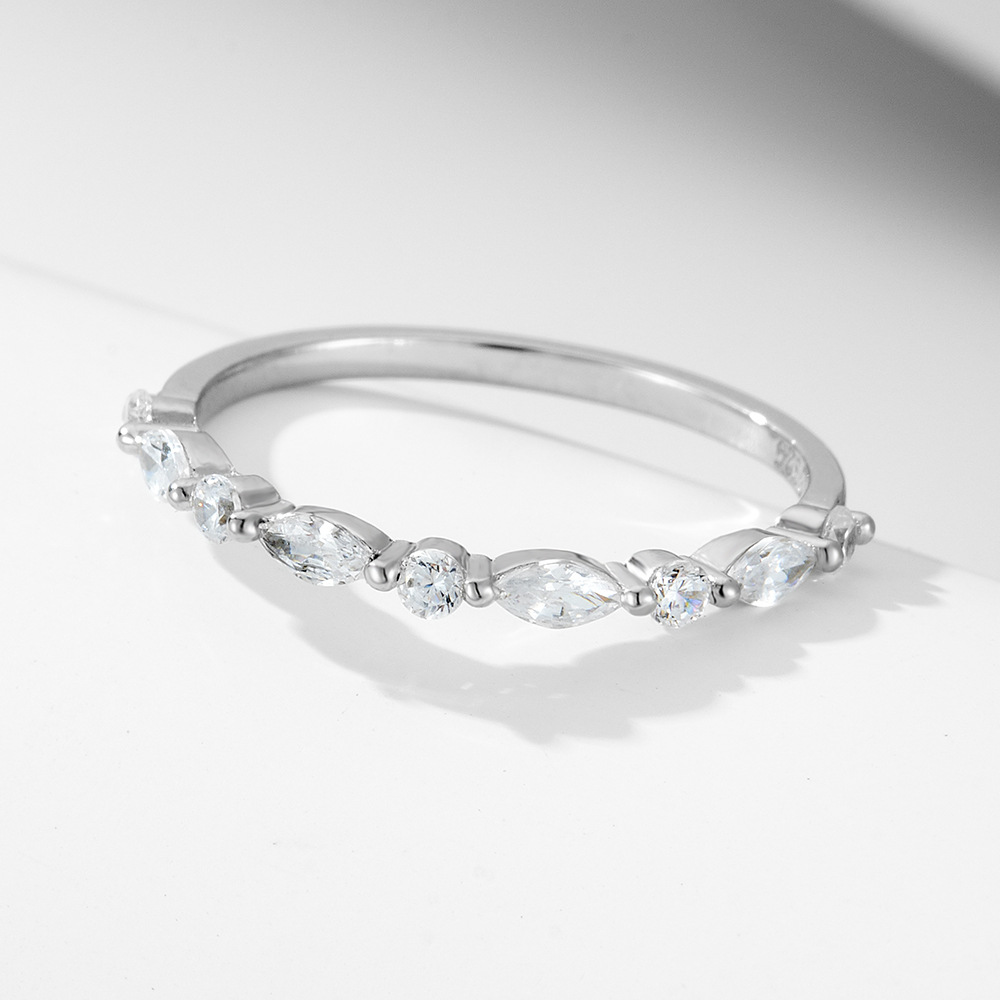 Elegant Marquise Cut Wedding Band-Sterling Silver-lornajewelry