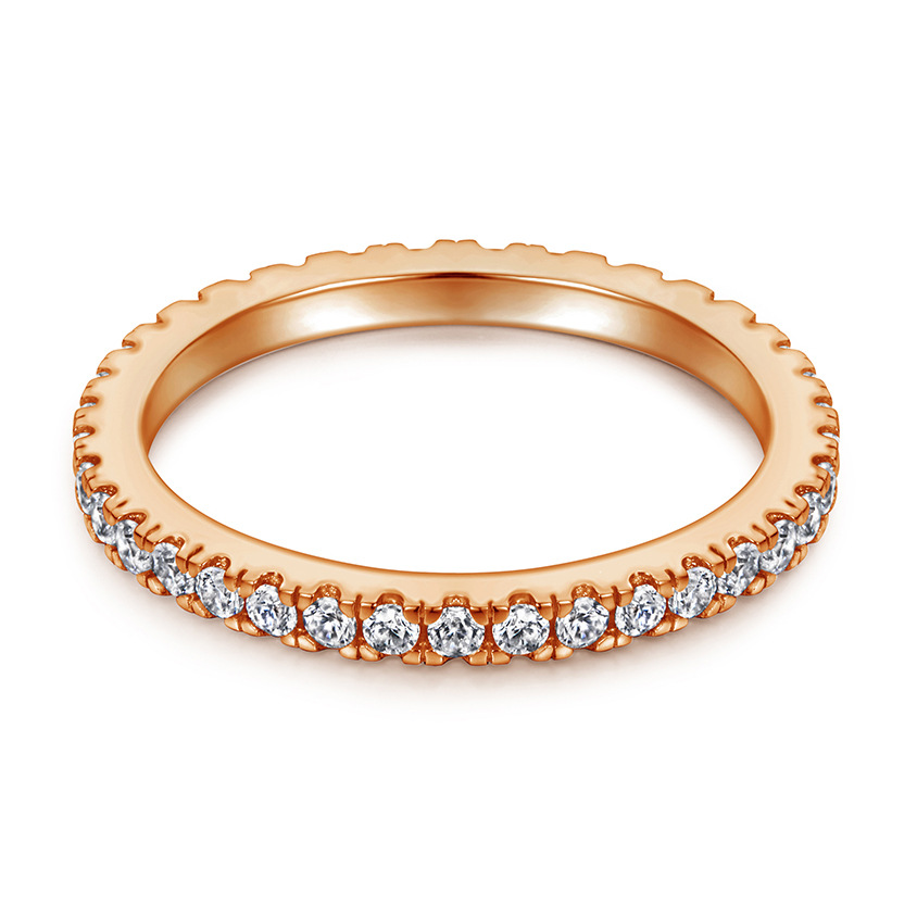 Round Full Eternity Sterling Silver Wedding Band Stackable Ring