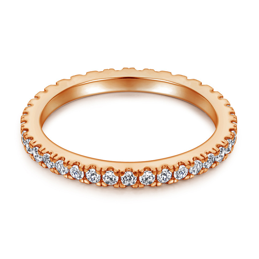 Round Full Eternity Sterling Silver Wedding Band Stackable Ring