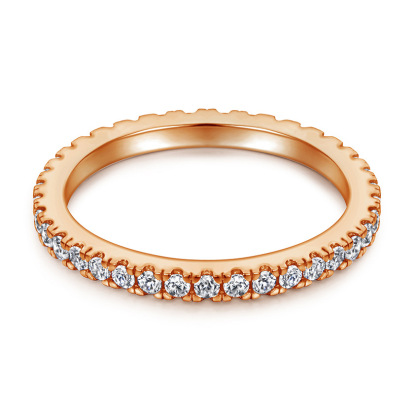 Round Full Eternity Sterling Silver Wedding Band Stackable Ring