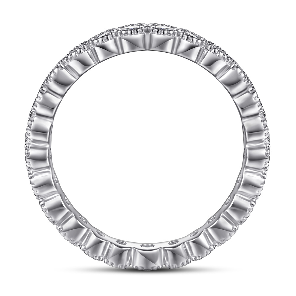 Vintage Pave Wedding Band In Sterling Silver