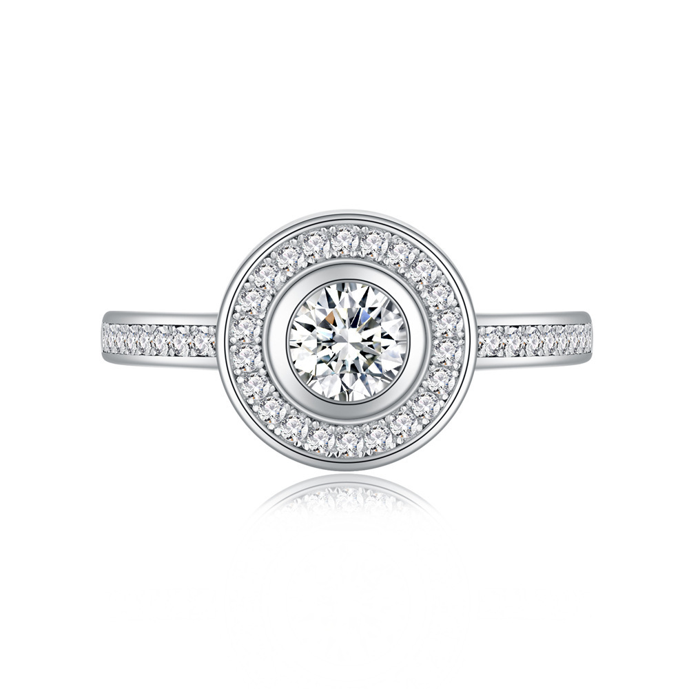 1.5Ct Moissanite White Round Cut Halo Infinity Style Wedding Ring Set-lornajewelry