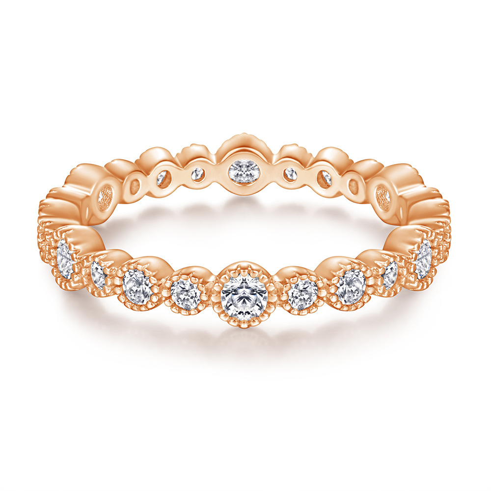 Stackable Anniversary Eternity Rose Gold White Wedding Band