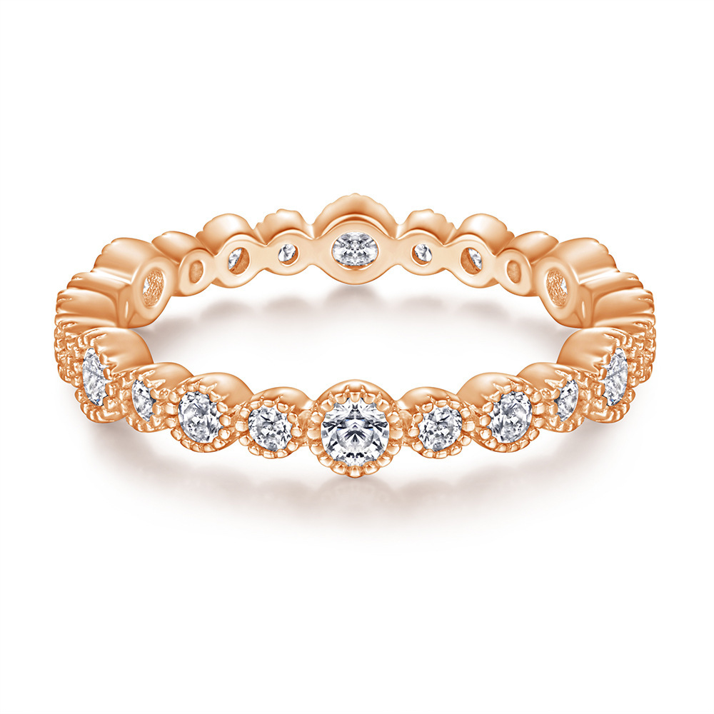 Stackable Anniversary Eternity Rose Gold White Wedding Band