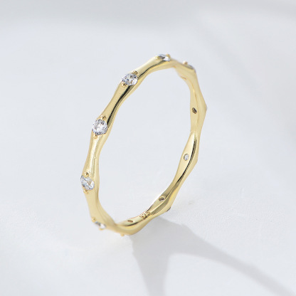 Minimalist Geometric Bamboo-Inspired Fashion Wedding Band in Sterling Silver
