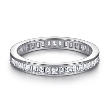 Sterling Silver Channel Set Cubic White Wedding Band