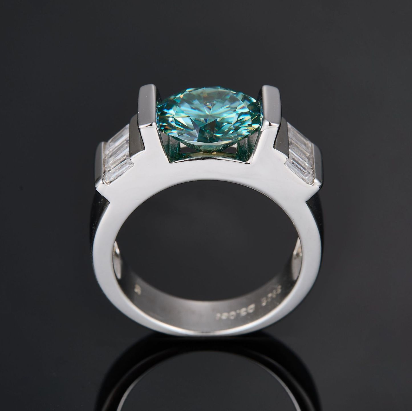 3Ct Moissanite Green TLuxurious Sterling Silver Engagement Ring-Sterling Silver-lornajewelry