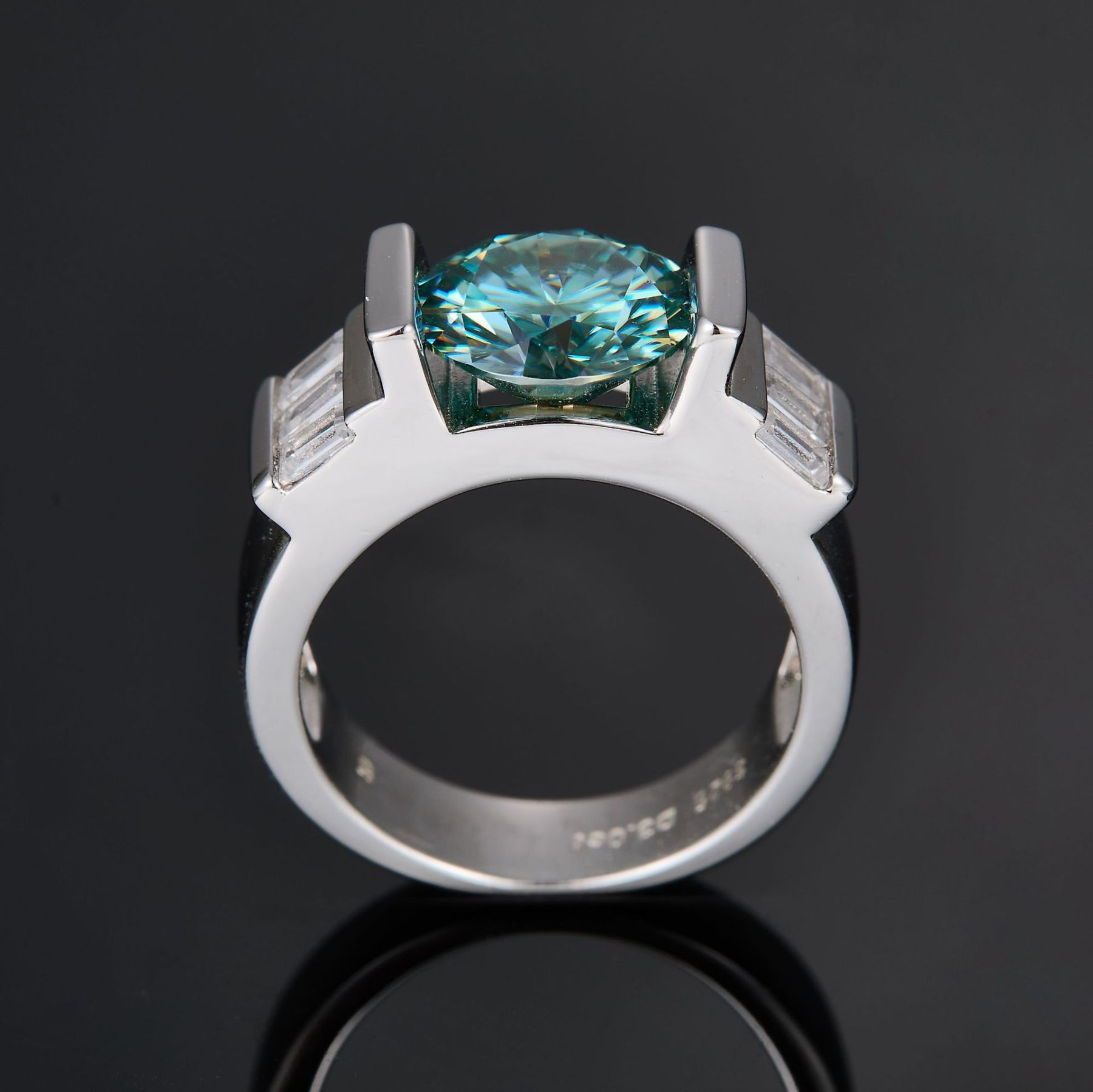 3Ct Moissanite Green TLuxurious Sterling Silver Engagement Ring-Sterling Silver-lornajewelry