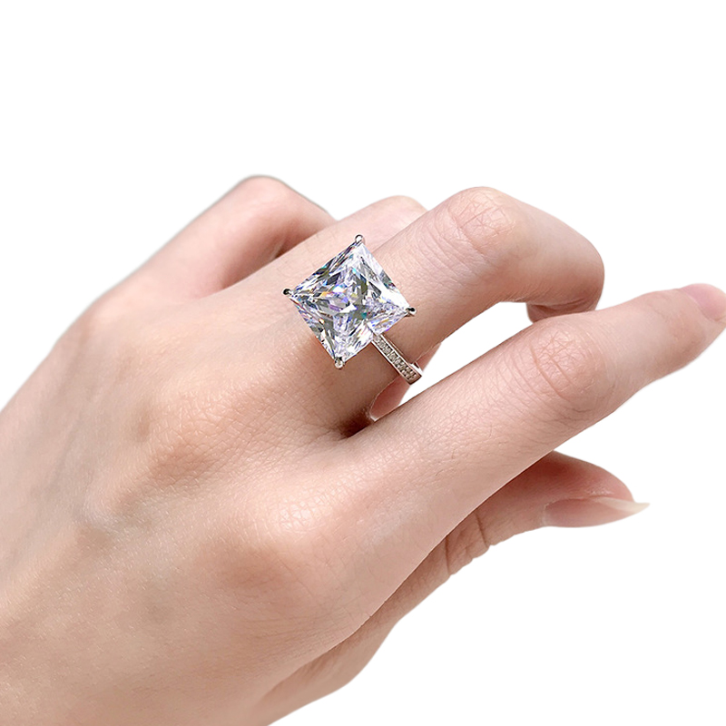 8.5Ct Princess Cut White Four Prong Ring-Sterling Silver-lornajewelry