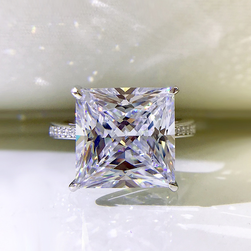 8.5Ct Princess Cut White Four Prong Ring-Sterling Silver-lornajewelry