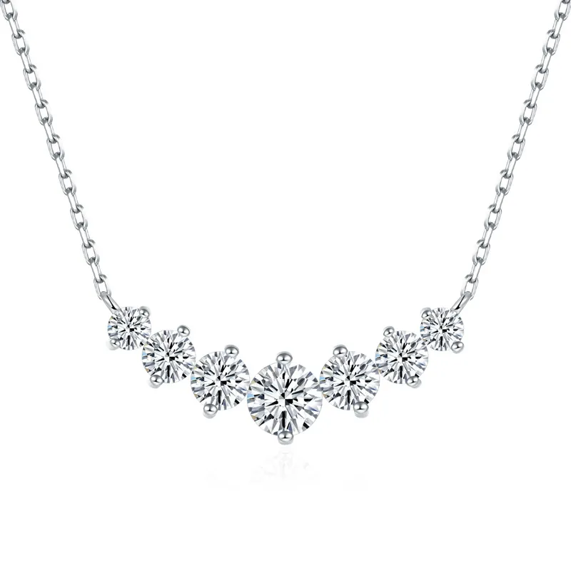 Moissanite Seven-Stone Classic Smile Necklace