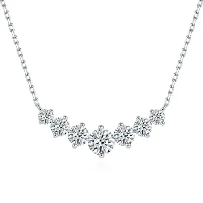 Moissanite Seven-Stone Classic Smile Necklace