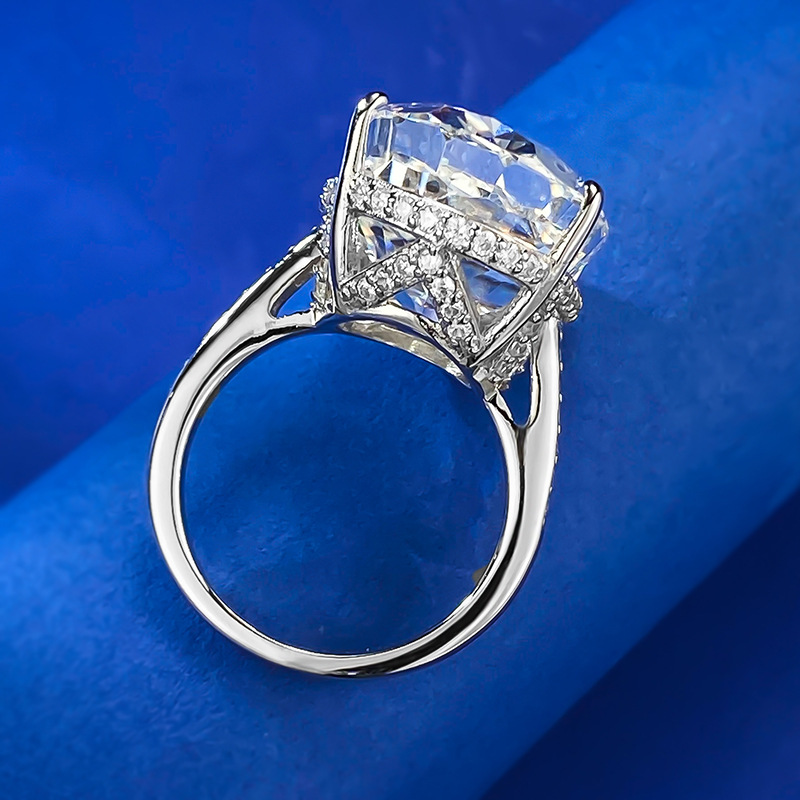 21.5Ct Huge Oval Cut White Gemstone Design Ring-Sterling Silver-lornajewelry