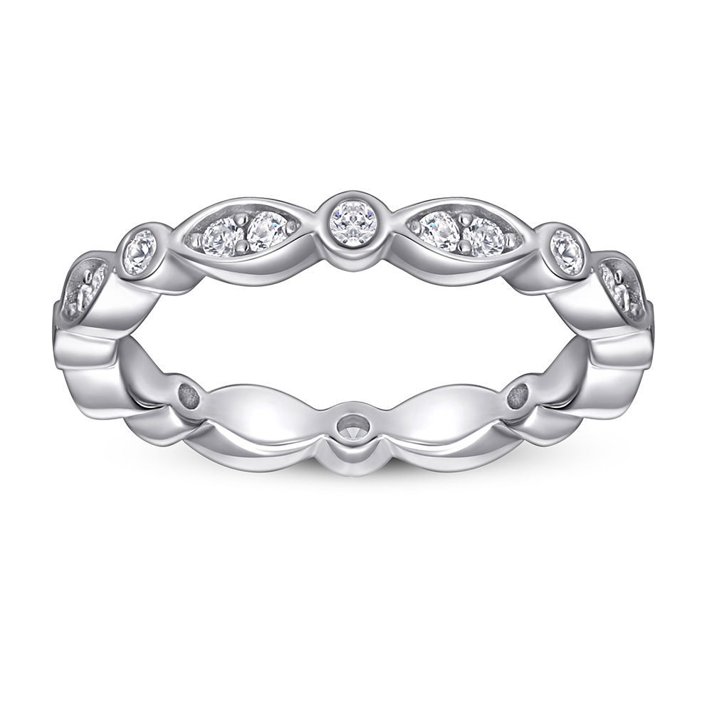 925 Sterling SilverMarquise Rose Gold White Wedding Band