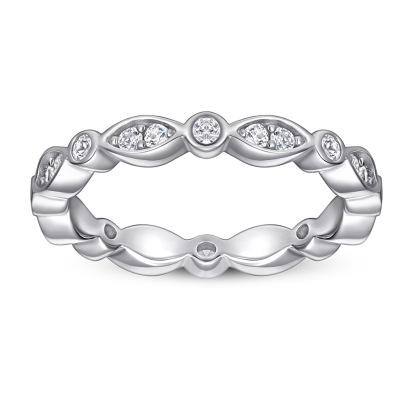 925 Sterling SilverMarquise Rose Gold White Wedding Band