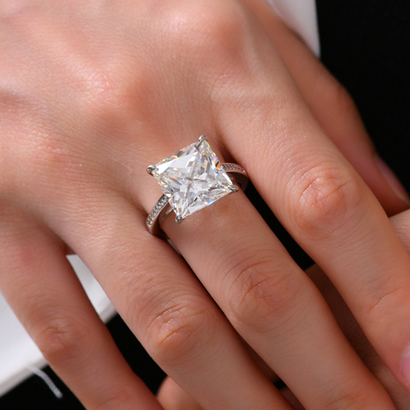 8.5Ct Princess Cut White Four Prong Ring-Sterling Silver-lornajewelry