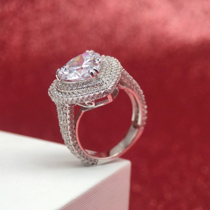 3.5Ct Heart Cut Double Halo Split Shank Exquisite Pave Engagement Ring