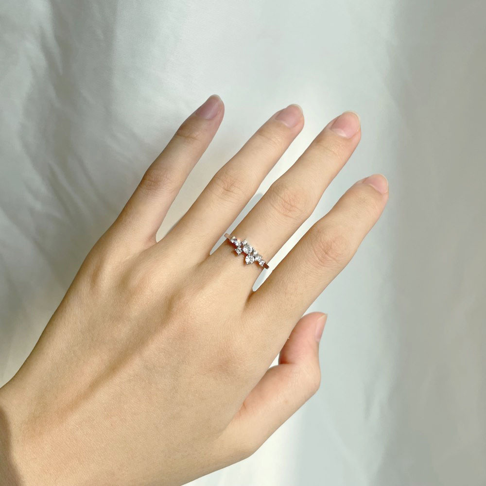 Sterling Silver Irregular Design Delicate Multi-Stone Wedding Band