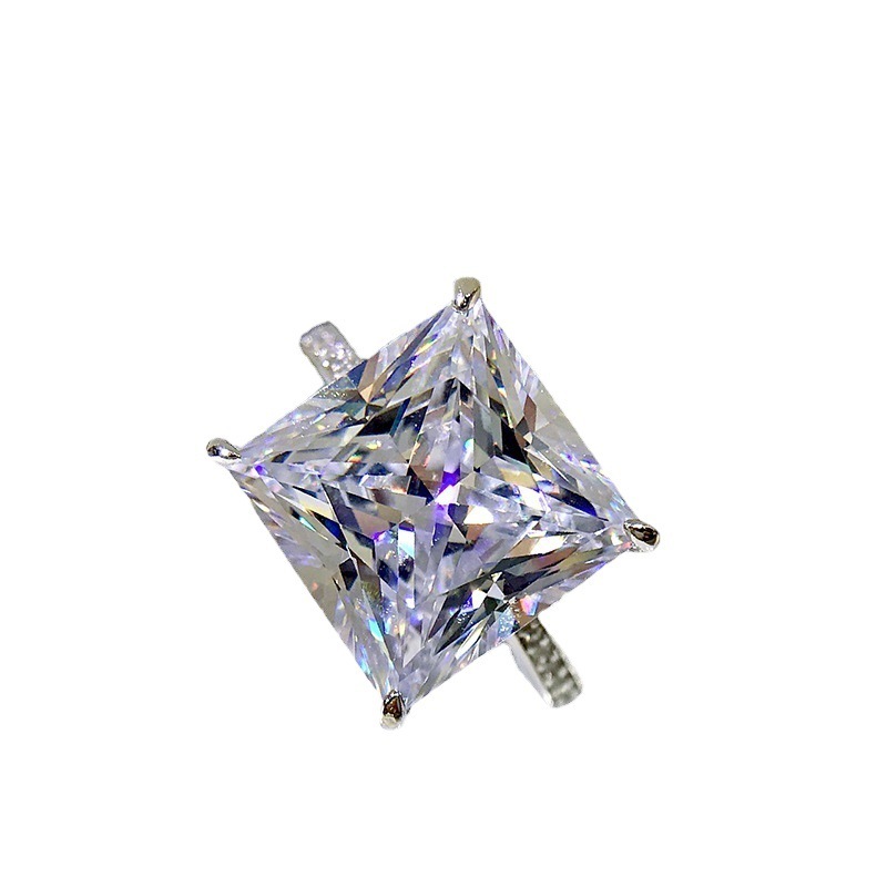 8.5Ct Princess Cut White Four Prong Ring-Sterling Silver-lornajewelry