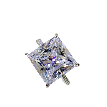 8.5Ct Princess Cut White Four Prong Ring-Sterling Silver-lornajewelry