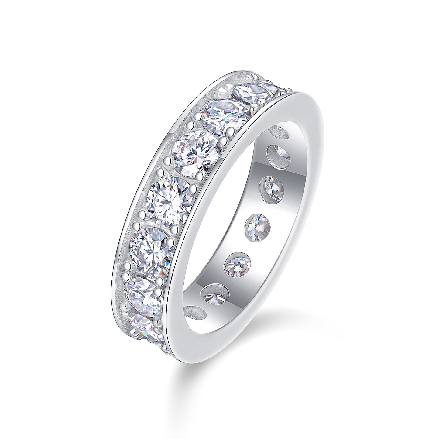 Halo Round Cut Moissanite Women's Wedding Band Ring