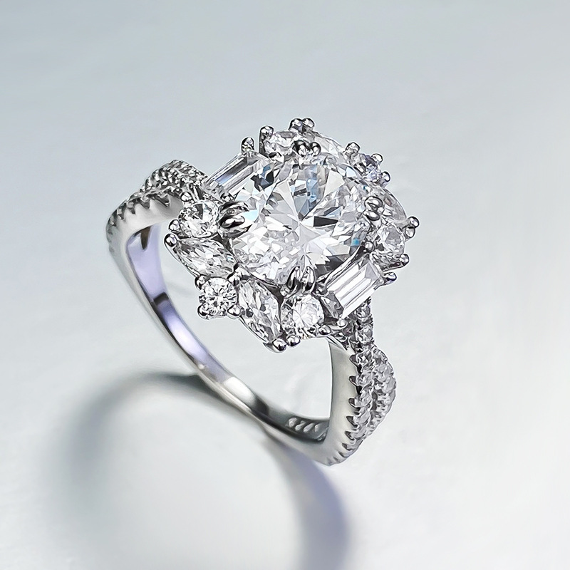 1.5Ct White Oval Cut Prong Setting Classic Style Ring-Sterling Silver-lornajewelry
