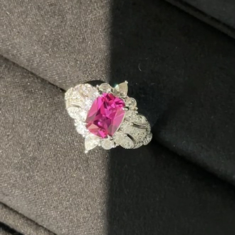 2.5Ct Luxury Pink Cushion Gemstone Ornate Halo Ring-Sterling Silver-lornajewelry