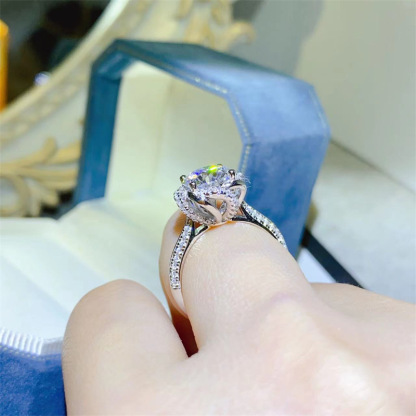 1Ct/2Ct Moissanite Flower Design Engagement Ring