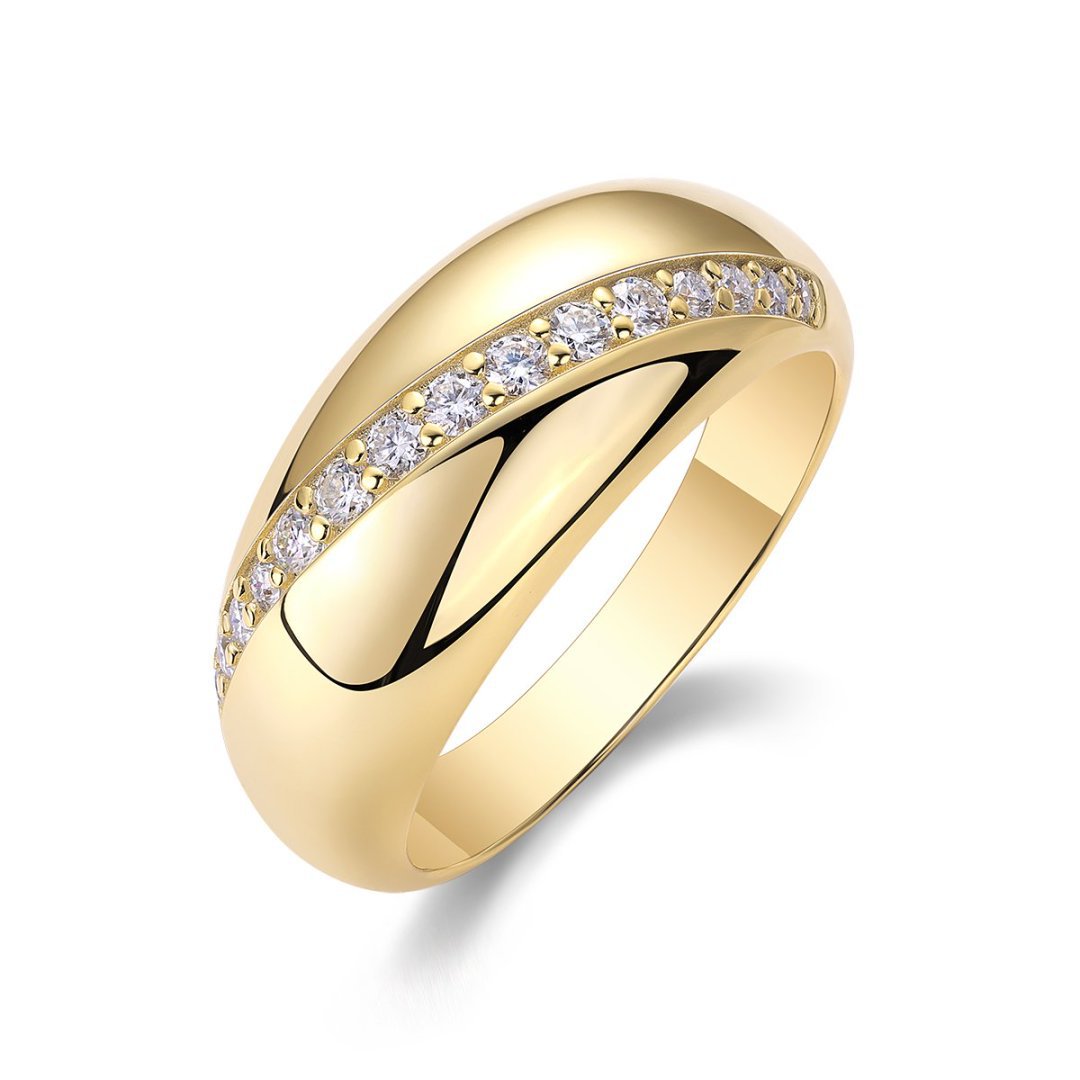 Moissanite Round Cut Diagonal Channel Set Dome Band in Sterling Silver