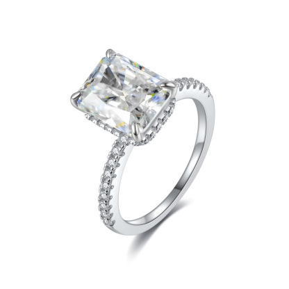 4Ct Radiant Cut Moissanite Sterling Silver Engagement Ring