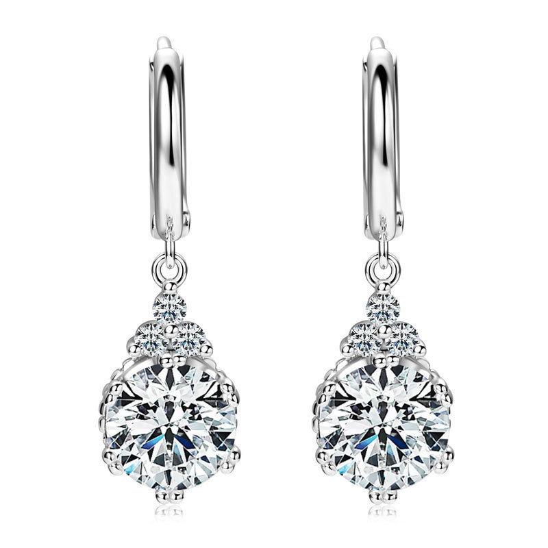 4Ct Moissanite Multi-Stone Drop Hoop Earrings in 925 Silver