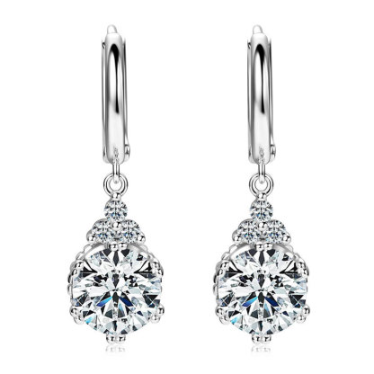 4Ct Moissanite Multi-Stone Drop Hoop Earrings in 925 Silver