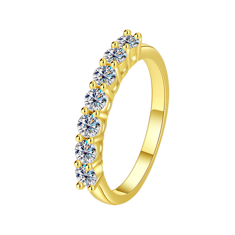 Round Moissanite Sterling Silver Wedding Band Stackable Ring