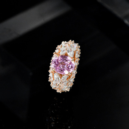 3Ct Pink Oval Cut Marquise Cluster Setting Ring-Sterling Silver-lornajewelry