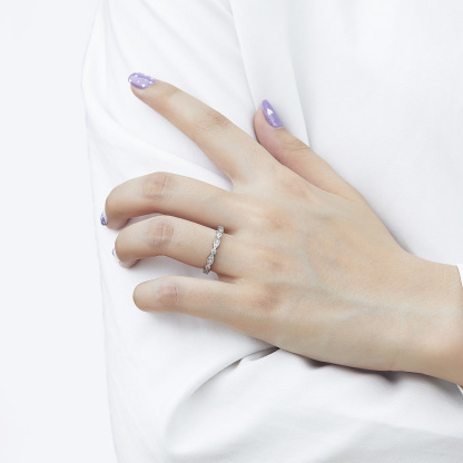 925 Sterling SilverMarquise Rose Gold White Wedding Band